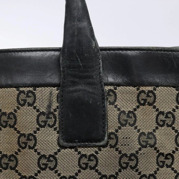 GUCCI GG Canvas Tote Bag Beige Black 002 1121 Auth - Picture 8 of 16